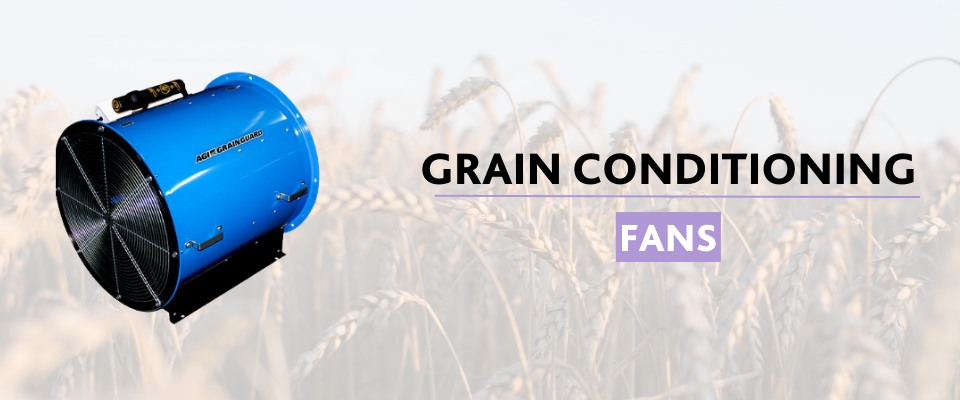 ID: A photo indicating we offer Grain Conditioning Solutions including Bin Fans